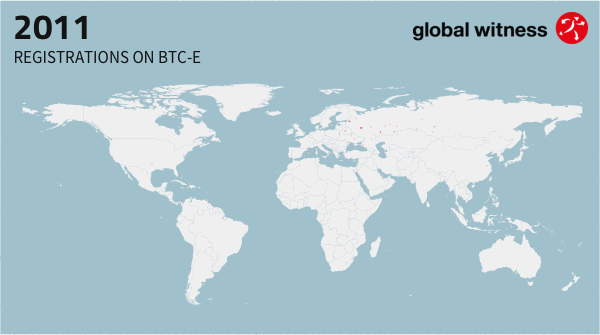 An animated map of registrations on BTC-e over time