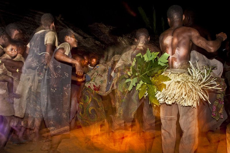 Indigenous Baka “pygmy” community dance together