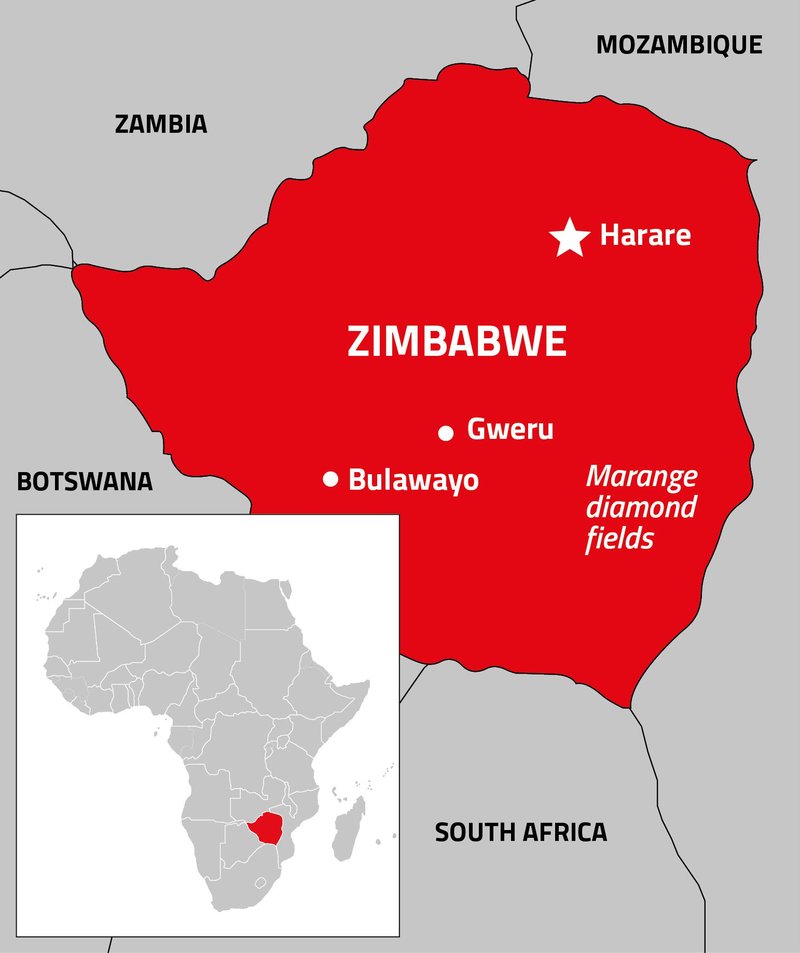 Map of Marange diamond fields