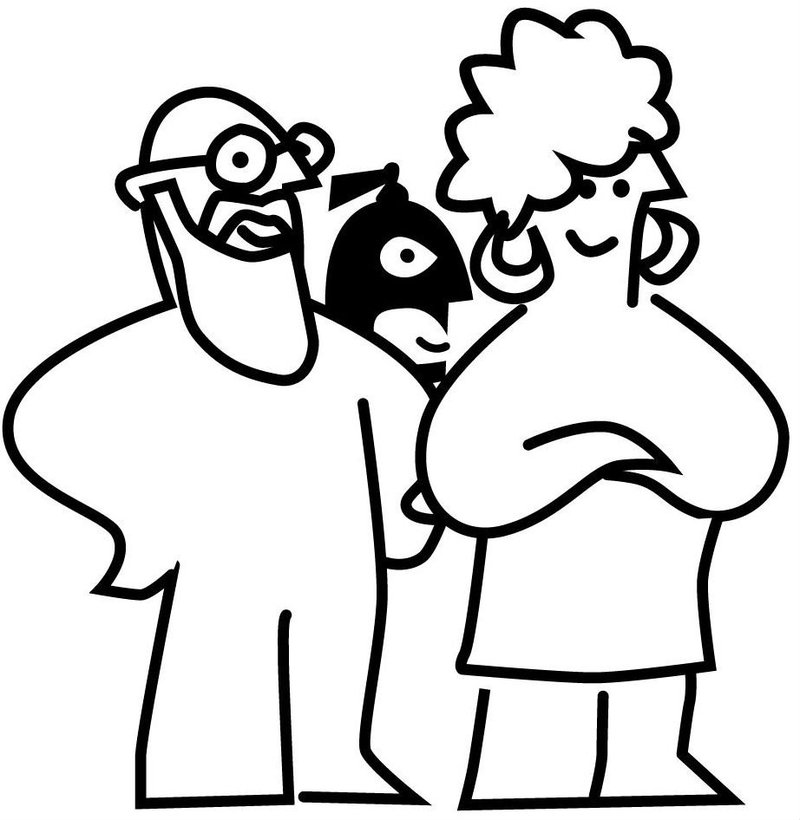 illustration of money launderer hiding behind people