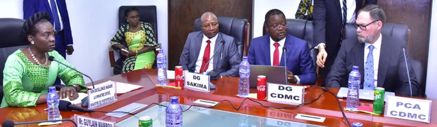 A 2020 meeting at the Congolese Ministry of Mines showing Crawley as chairman of CDMC (“PCA CDMC”)